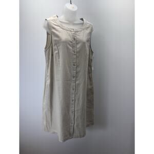 Liz Claiborne Linen Blend Sleeveless Shirt Dress Pockets Size Large Beige NWT